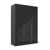 Frans 151cm Glass 3 Door Wardrobe With Drawers - Pendle Village Furniture
