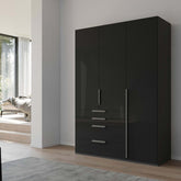 Frans 151cm Glass 3 Door Wardrobe With Drawers - Pendle Village Furniture