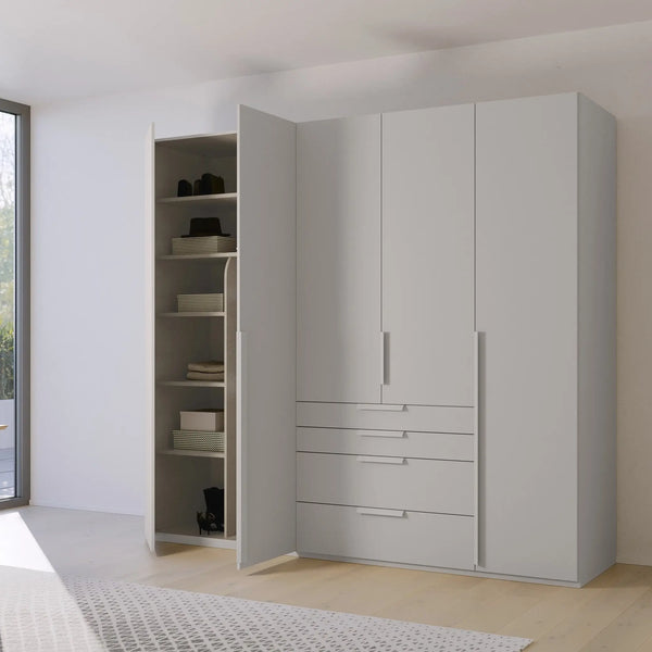 Frans 250cm 5 Door Wardrobe with Mirror and Drawers Large Wardrobes