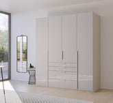 Frans 200cm Glass 4 Door Wardrobe with Drawers - Pendle Village Furniture