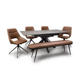 Logan 160cm Rectangular Extending Dining Table with Cole Leather Chairs - Pendle Village Furniture