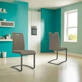 Bianco Taupe Leather Set of 4 Dining Chairs - Pendle Village Furniture