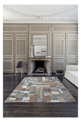 Galleria Multi Coloured Abstract Square Tile Rug - Pendle Village Furniture