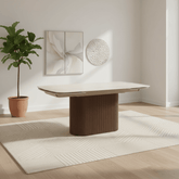 Gina Extending Dining Table Walnut Base & Italian White Travertine Top 180–260cm