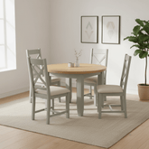 Gloucester 1.1M Oak Round Extending Dining Table with 4 Chairs