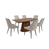 Granada Chestnut Dining Table with 6 Granada Ivory Fabric Chairs - Pendle Village Furniture