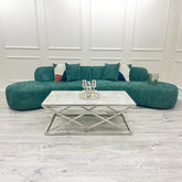 Margot Curved Emerald Green Boucle 4 Seater Sofa - Pendle Village Furniture