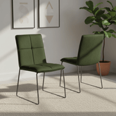 Set of 4 Green Velvet Dining Chairs