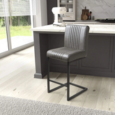 Pair of Leather effect Grey Bar Chair - Pendle Village Furniture