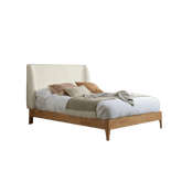 Halfden Modern Classic Boucle Fabric & Wood Bed - Pendle Village Furniture