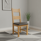 Hampshire Solid Oak Dining Chairs with PU Seat Pad Set of 4 Dining Chairs