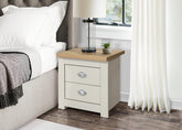 Hillcrest 2 Drawer Bedside Cream & Oak Effect - Pair - Pendle Village Furniture