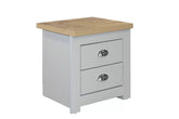 Hillcrest 2 Drawer Bedside Grey & Oak Effect - Pair - Pendle Village Furniture