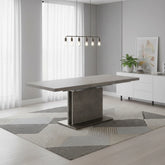 Modern dining room with Stylish Halmstad extending dining table with concrete-effect top and stainless steel legs. Extends 160–220cm for effortless dining and entertaining.