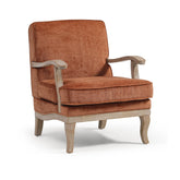 Hastings Traditional Wooden Armchair in Terracotta Distressed Chenille - Pendle Village Furniture