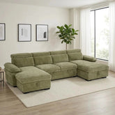 Modern U-shape corner sofa with soft fabric and stylish finish.