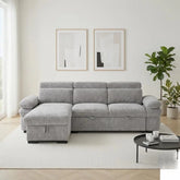 Hayden grey universal corner sofabed with modern design and soft fabric.