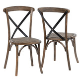 Elm Wood Cross Back Dining Chairs – Set of 4 - Pendle Village Furniture