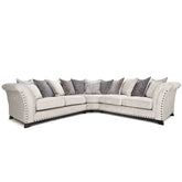 Holly Fabric Pillow Back Corner Sofa With Studs - Pendle Village Furniture