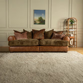 Horatio Mix Country Side Vintage Style Sofa Upholstered in Leather Fabric Mix