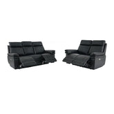 Horizon Electric Reclining Sofa Suite – Dark Grey or Black Leather - Pendle Village Furniture