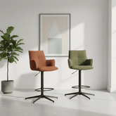 Jaxon Fabric Swivel Bar Stools with Arms - Pair