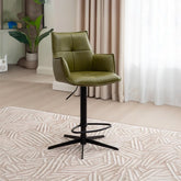 Jaxon Green PU Swivel Counter Stool with Arms – Set of 2 - Pendle Village Furniture