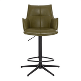 Jaxon Green PU Swivel Counter Stool with Arms – Set of 2 - Pendle Village Furniture