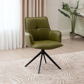 Jaxon Set of 4 Green PU Swivel Dining Armchairs - Pendle Village Furniture
