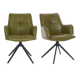 Jaxon Set of 4 Green PU Swivel Dining Armchairs - Pendle Village Furniture