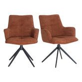Jaxon Set of 4 Rust Fabric Swivel Dining Armchairs - Pendle Village Furniture