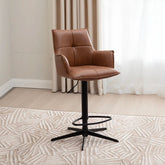 Jaxon Green PU Swivel Counter Stool with Arms – Set of 2 - Pendle Village Furniture