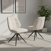 Julio Ivory Fabric Swivel Dining Chairs – Set of 4