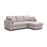 SereneDream Corner Sofa Bed in Rhea Taupe Chenille Fabric - Pendle Village Furniture
