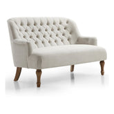 Bia Traditional Cream Linen Fabric 2 Seater Sofa - Pendle Village Furniture