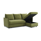 Claire Olive Velvet Fabric Corner Sofa Bed - Pendle Village Furniture