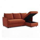 Claire Burnt Orange Velvet Fabric Corner Sofa Bed - Pendle Village Furniture