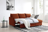 Claire Burnt Orange Velvet Fabric Corner Sofa Bed - Pendle Village Furniture