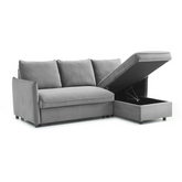 Claire Grey Velvet Fabric Corner Sofa Bed - Pendle Village Furniture