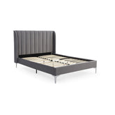 Serenity Athena Grey Velvet Fabric Bed - King & Super King