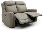 Bentley 2 Seater Taupe Leather Electric Recliner Sofa - Pendle Village Furniture