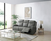 Bentley 3 Seater Grey Leather Electric Recliner Sofa - Pendle Village Furniture