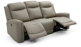 Bentley 3 Seater Taupe Leather Electric Recliner Sofa - Pendle Village Furniture