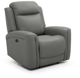 Bentley Grey Leather Electric Recliner Arm Chair - Pendle Village Furniture