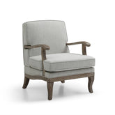 Hastings Traditional Wooden Armchair in Cream Linen or Natural Stripe - Pendle Village Furniture