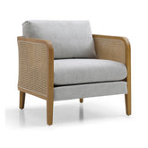 Aurora Cream Rattan Armchair with Linen Seat - Pendle Village Furniture