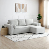 Halifax Natural Boucle Fabric Corner Sofa Bed - Pendle Village Furniture