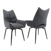 Kara Textured Effect Charcoal Swivel Set of 4 Chairs - Pendle Village Furniture