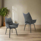 Kara Textured Effect Charcoal Swivel Set of 4 Chairs - Pendle Village Furniture