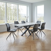 Kastonia Muse White Ceramic Extending Dining Table with Swivel Chairs<